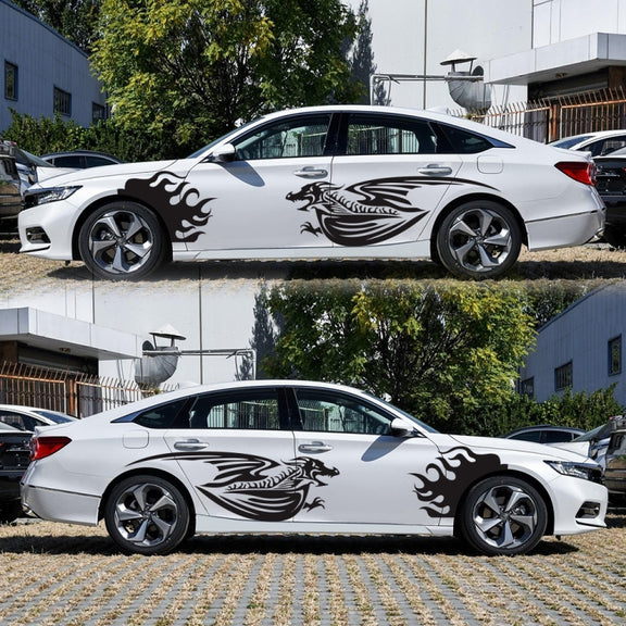 2 PCS/Set D-489 Fire-breathing Dragon Pattern Car Modified Decorative Sticker(Black)