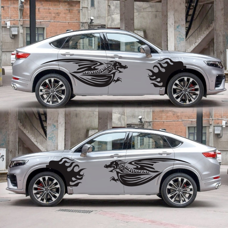 2 PCS/Set D-489 Fire-breathing Dragon Pattern Car Modified Decorative Sticker(Black)