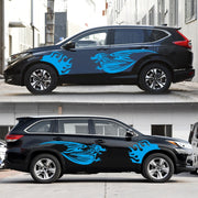 2 PCS/Set D-489 Fire-breathing Dragon Pattern Car Modified Decorative Sticker(Blue)