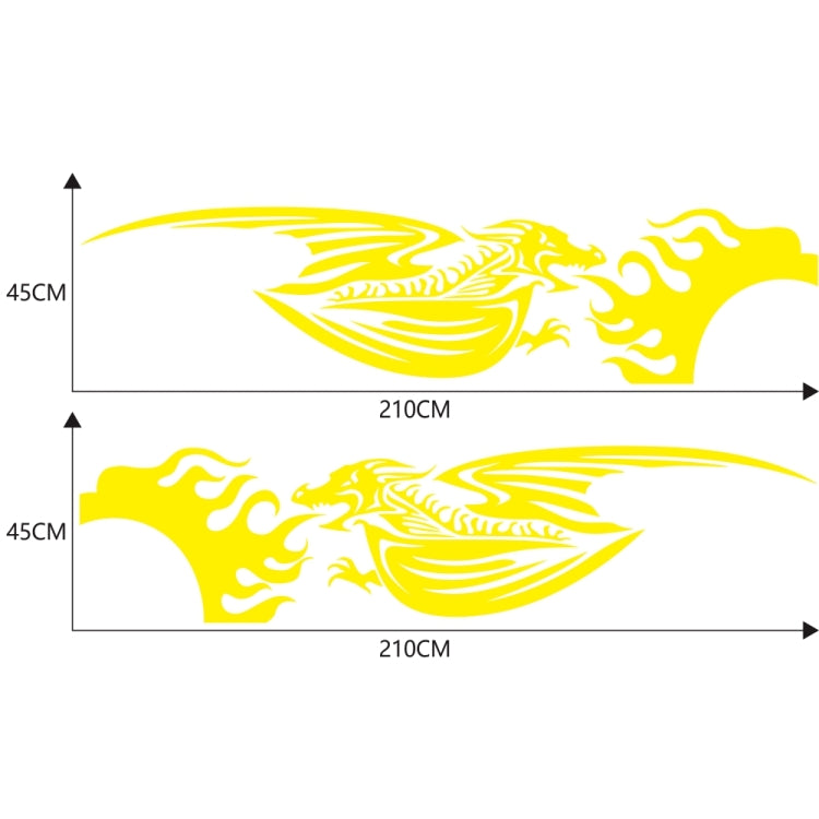 2 PCS/Set D-489 Fire-breathing Dragon Pattern Car Modified Decorative Sticker(Yellow)