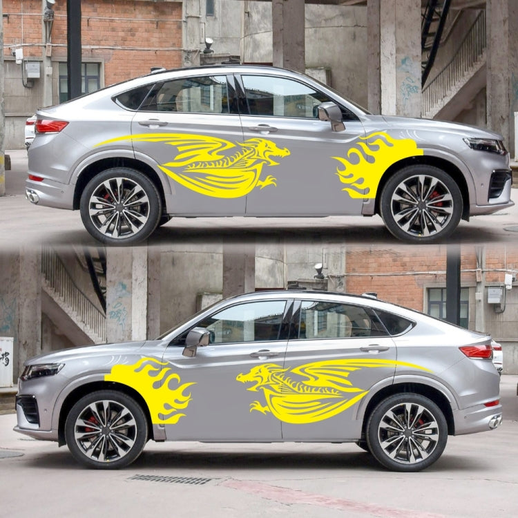 2 PCS/Set D-489 Fire-breathing Dragon Pattern Car Modified Decorative Sticker(Yellow) - Decorative Sticker by PMC TechLife | Online Shopping South Africa | PMC TechLife | Buy Now Pay Later Mobicred