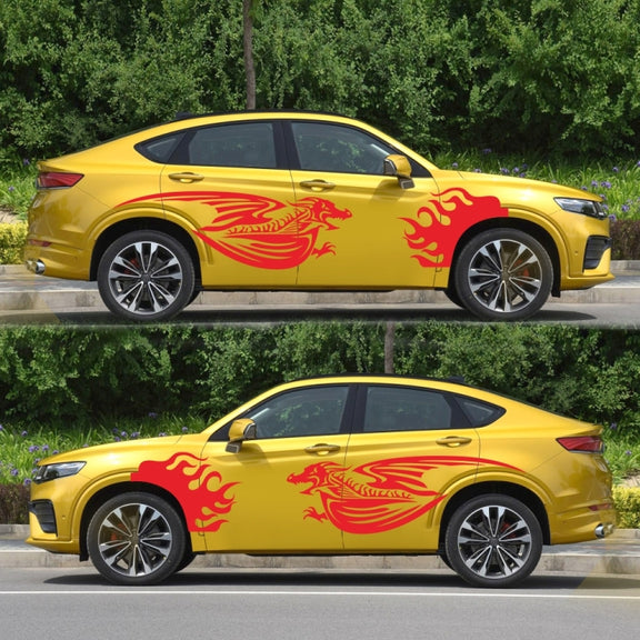 2 PCS/Set D-489 Fire-breathing Dragon Pattern Car Modified Decorative Sticker(Red)
