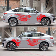 2 PCS/Set D-489 Fire-breathing Dragon Pattern Car Modified Decorative Sticker(Red)
