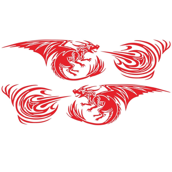 2 PCS/Set D-498 Pterosaur Spitfire Pattern Car Modified Decorative Sticker(Red)