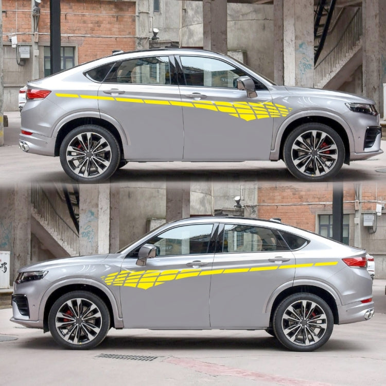 2 PCS/Set D-501 Plaid Pattern Car Modified Decorative Sticker(Yellow) - Decorative Sticker by PMC TechLife | Online Shopping South Africa | PMC TechLife | Buy Now Pay Later Mobicred