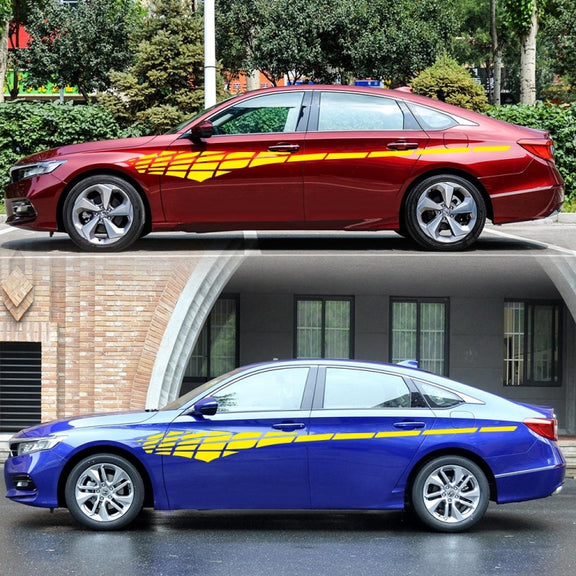 2 PCS/Set D-501 Plaid Pattern Car Modified Decorative Sticker(Yellow)
