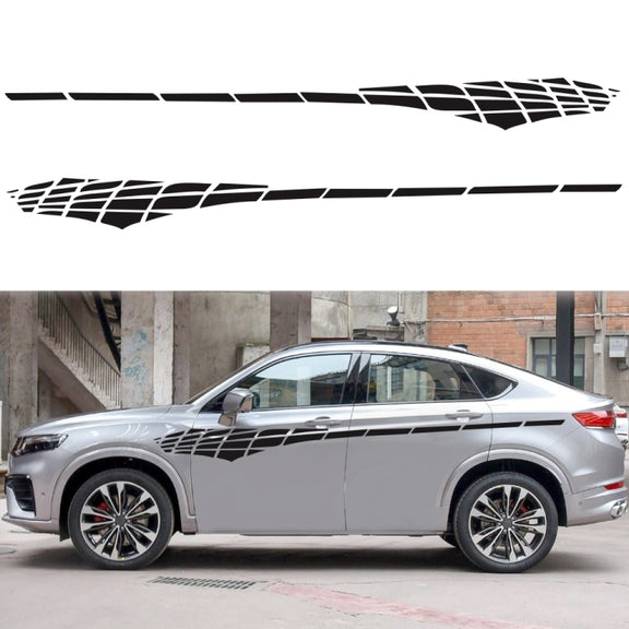 2 PCS/Set D-501 Plaid Pattern Car Modified Decorative Sticker(Black)
