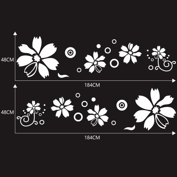 2 PCS/Set D-510 Flowers Pattern Car Modified Decorative Sticker(White)