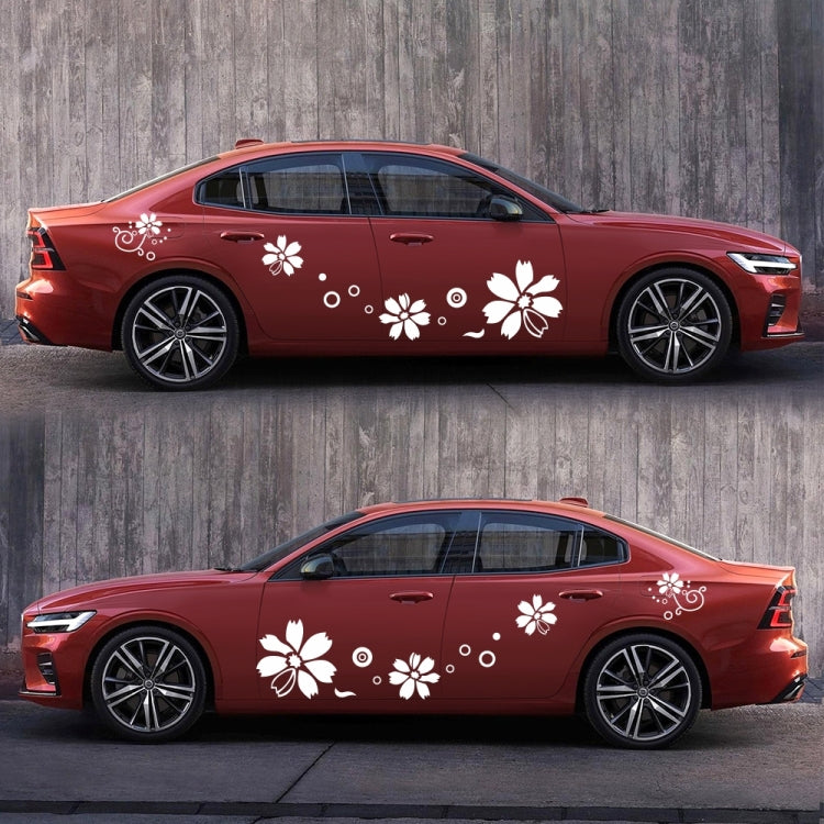 2 PCS/Set D-510 Flowers Pattern Car Modified Decorative Sticker(White)