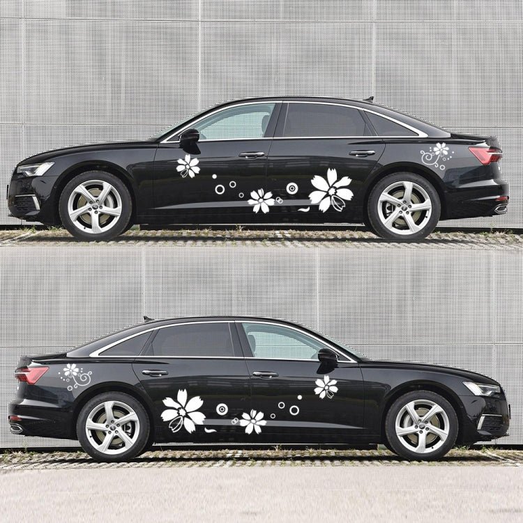2 PCS/Set D-510 Flowers Pattern Car Modified Decorative Sticker(White)