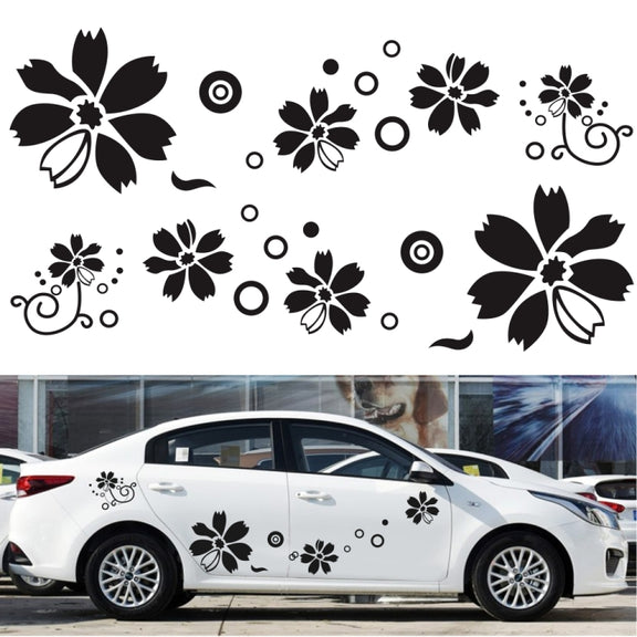 2 PCS/Set D-510 Flowers Pattern Car Modified Decorative Sticker(White)