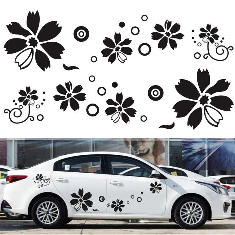 2 PCS/Set D-510 Flowers Pattern Car Modified Decorative Sticker(White)