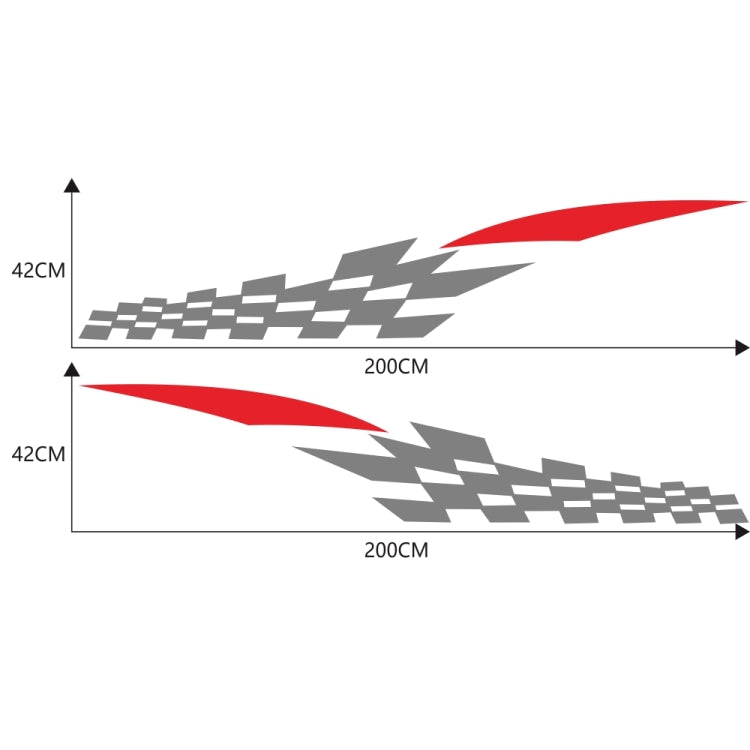 2 PCS/Set D-538 Checkered Totem Pattern Car Modified Decorative Sticker(Grey+Red) - Decorative Sticker by PMC TechLife | Online Shopping South Africa | PMC TechLife | Buy Now Pay Later Mobicred