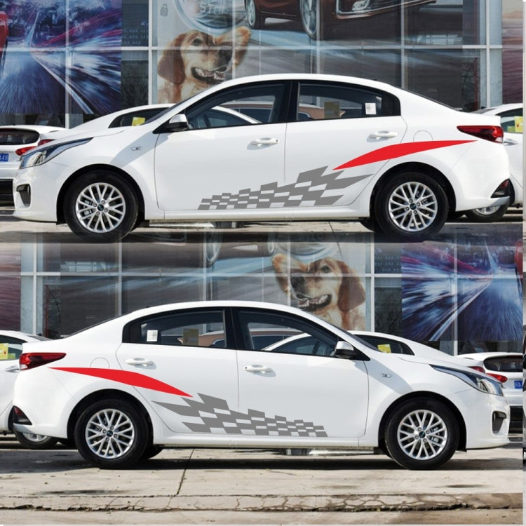 2 PCS/Set D-538 Checkered Totem Pattern Car Modified Decorative Sticker(Grey+Red) - Decorative Sticker by PMC TechLife | Online Shopping South Africa | PMC TechLife | Buy Now Pay Later Mobicred