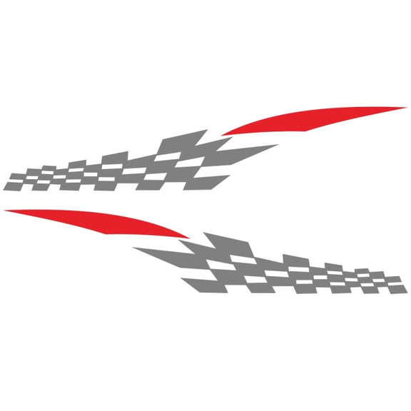 2 PCS/Set D-538 Checkered Totem Pattern Car Modified Decorative Sticker(Grey+Red)