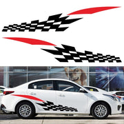 2 PCS/Set D-538 Checkered Totem Pattern Car Modified Decorative Sticker(Grey+Red)