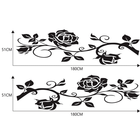 2 PCS/Set D-545 Rose Pattern Car Modified Decorative Sticker(Black)