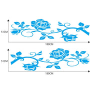 2 PCS/Set D-545 Rose Pattern Car Modified Decorative Sticker(Blue)