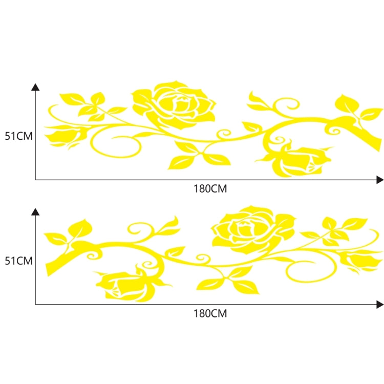 2 PCS/Set D-545 Rose Pattern Car Modified Decorative Sticker(Yellow)