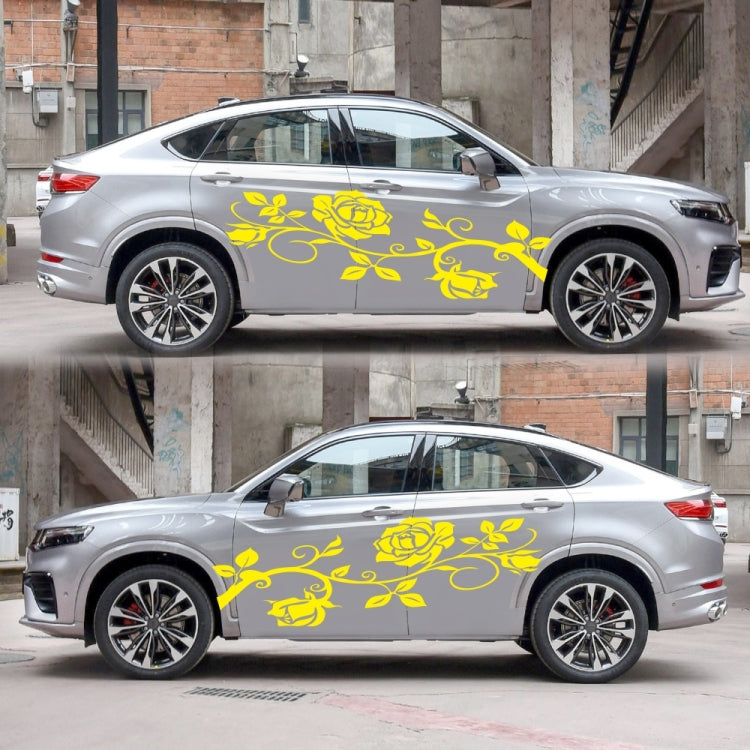 2 PCS/Set D-545 Rose Pattern Car Modified Decorative Sticker(Yellow)