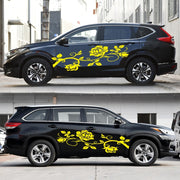 2 PCS/Set D-545 Rose Pattern Car Modified Decorative Sticker(Yellow)