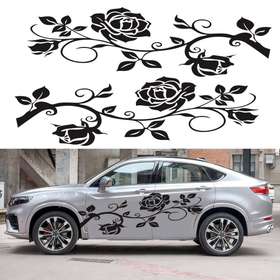 2 PCS/Set D-545 Rose Pattern Car Modified Decorative Sticker(Blue)