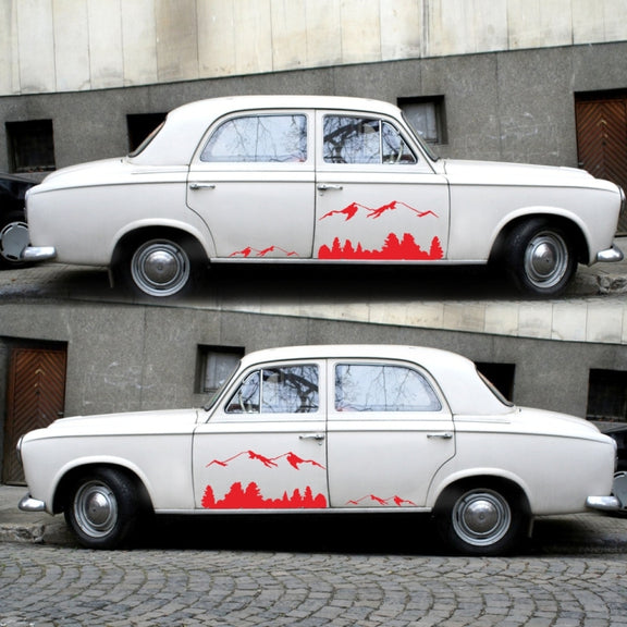 2 PCS/Set D-684 Mountain Totem Pattern Car Modified Decorative Sticker(Red)