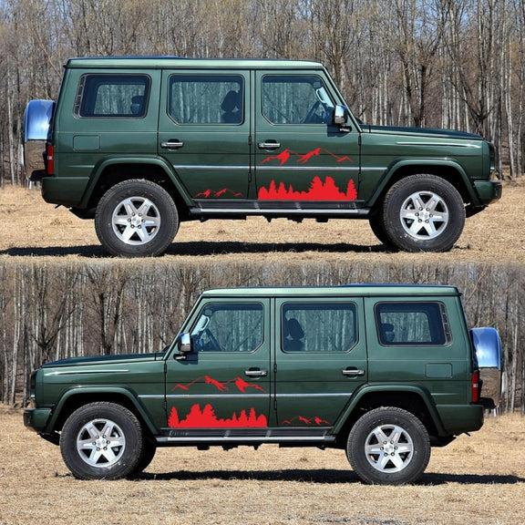 2 PCS/Set D-684 Mountain Totem Pattern Car Modified Decorative Sticker(Red)