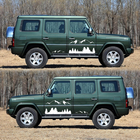 2 PCS/Set D-684 Mountain Totem Pattern Car Modified Decorative Sticker(White)