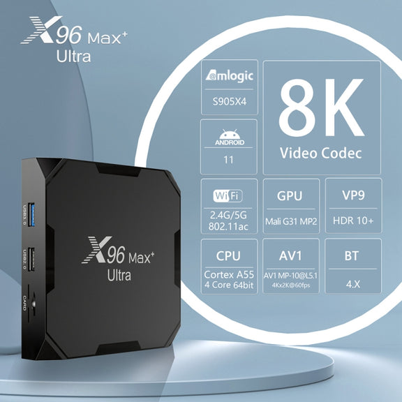 X96 Max+ Ultra 4GB+32GB Amlogic S905X4 8K Smart TV BOX Android 11.0 Media Player, Plug Type:AU Plug