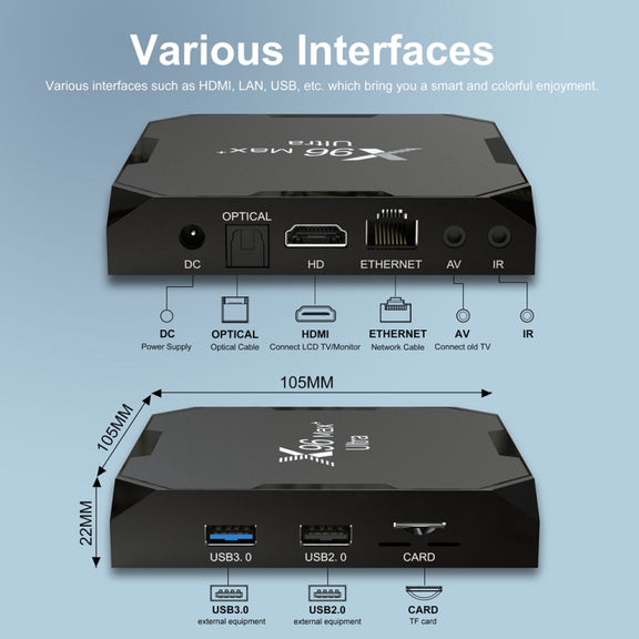 X96 Max+ Ultra 4GB+64GB Amlogic S905X4 8K Smart TV BOX Android 11.0 Media Player, Plug Type:UK Plug