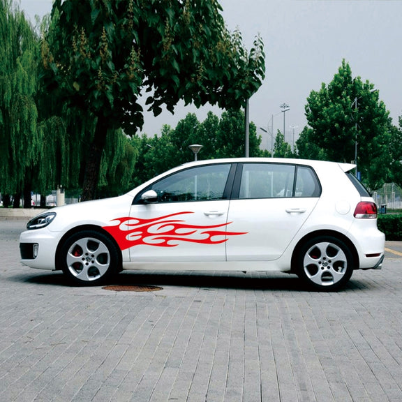 2 PCS/Set D-751 Flame Pattern Car Modified Decorative Sticker(Red)