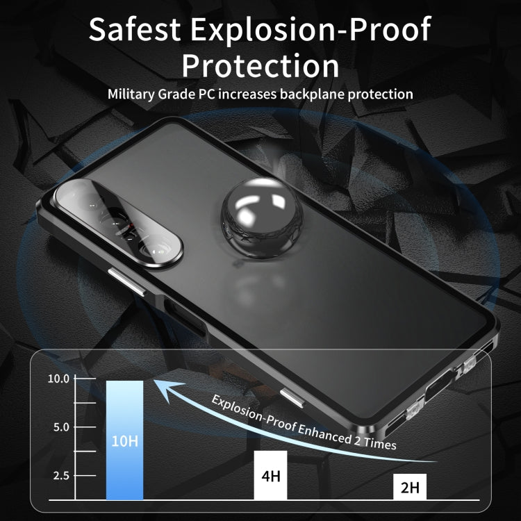 For Sony Xperia 1 IV HD Magnetic Metal Tempered Glass Phone Case(Black) - Sony Cases by PMC TechLife | Online Shopping South Africa | PMC TechLife | Buy Now Pay Later Mobicred