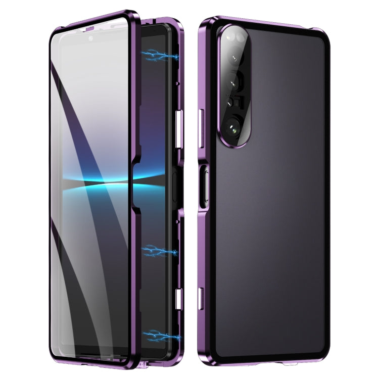 For Sony Xperia 1 IV HD Magnetic Metal Tempered Glass Phone Case(Purple) - Sony Cases by PMC TechLife | Online Shopping South Africa | PMC TechLife | Buy Now Pay Later Mobicred