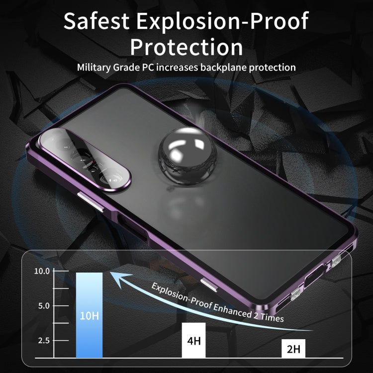 For Sony Xperia 1 IV HD Magnetic Metal Tempered Glass Phone Case(Purple)