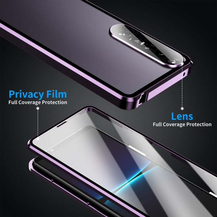 For Sony Xperia 1 IV HD Magnetic Metal Tempered Glass Phone Case(Purple)