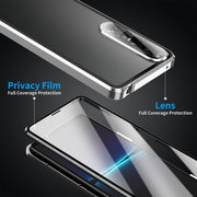 For Sony Xperia 1 IV HD Magnetic Metal Tempered Glass Phone Case(Silver)