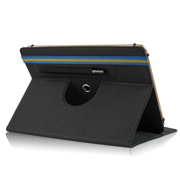 For 10 inch Cloth Texture 360 Rotation Horizontal Flip Universal Tablet PC Leather Case with Pen Slot(Black)