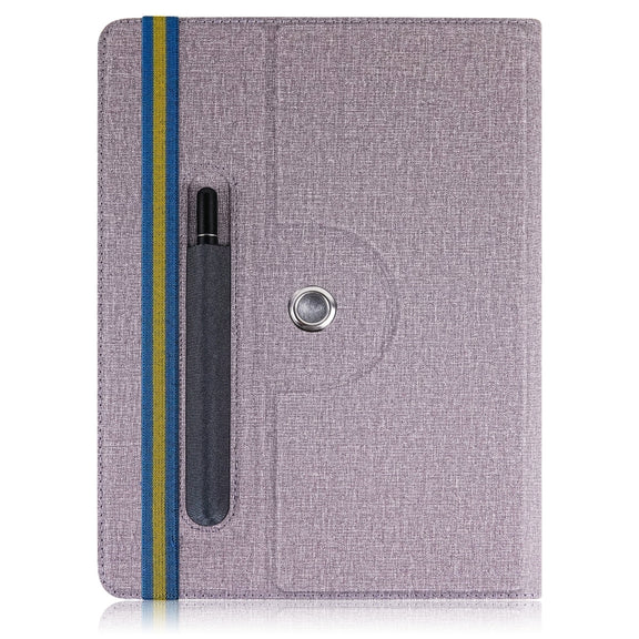 For 10 inch Cloth Texture 360 Rotation Horizontal Flip Universal Tablet PC Leather Case with Pen Slot(Purple)