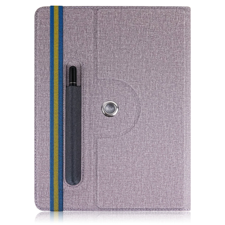 For 10 inch Cloth Texture 360 Rotation Horizontal Flip Universal Tablet PC Leather Case with Pen Slot(Purple)