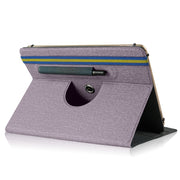 For 10 inch Cloth Texture 360 Rotation Horizontal Flip Universal Tablet PC Leather Case with Pen Slot(Purple)