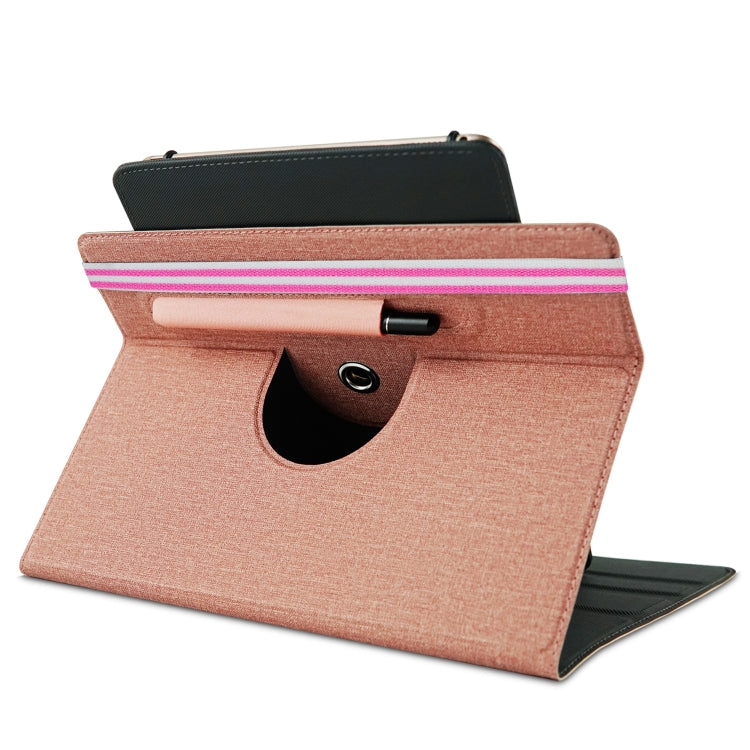 For 10 inch Cloth Texture 360 Rotation Horizontal Flip Universal Tablet PC Leather Case with Pen Slot(Rose Gold) - 10 - 11 inch by PMC TechLife | Online Shopping South Africa | PMC TechLife | Buy Now Pay Later Mobicred