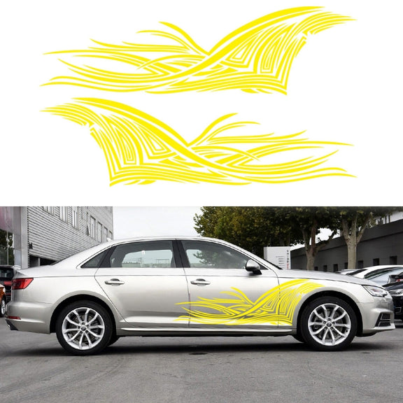 2 PCS/Set D-752 Lines Pattern Car Modified Decorative Sticker(Yellow)