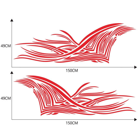 2 PCS/Set D-752 Lines Pattern Car Modified Decorative Sticker(Red)