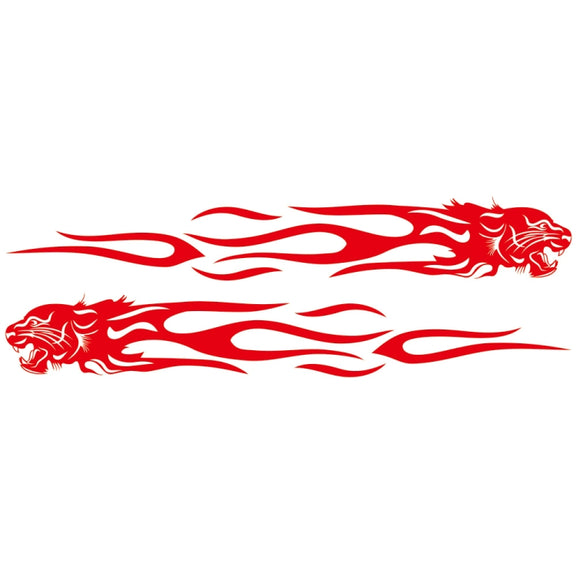 2 PCS/Set D-815 Flame Lion Pattern Car Modified Decorative Sticker(Red)