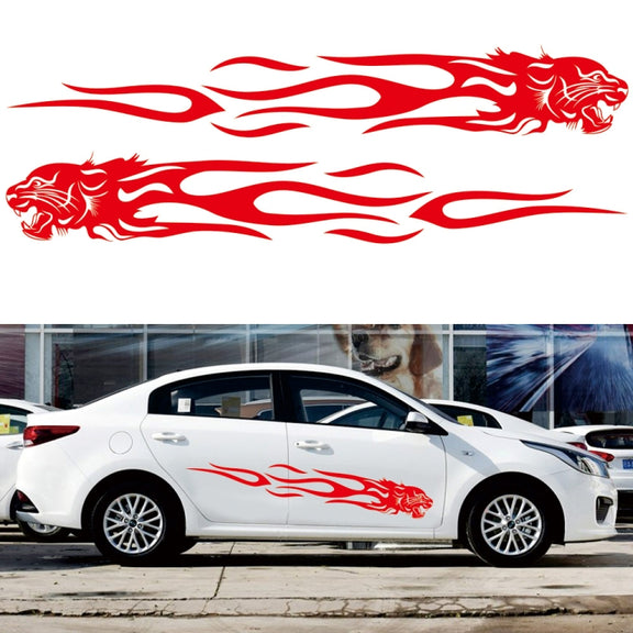2 PCS/Set D-815 Flame Lion Pattern Car Modified Decorative Sticker(Red)