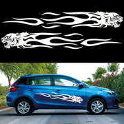 2 PCS/Set D-815 Flame Lion Pattern Car Modified Decorative Sticker(White)