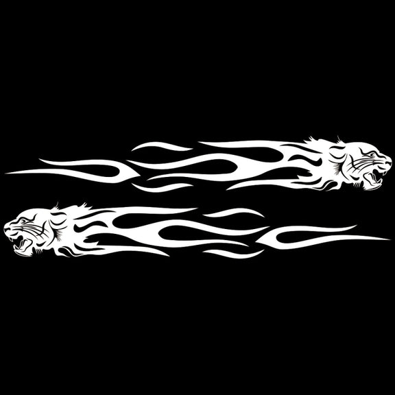 2 PCS/Set D-815 Flame Lion Pattern Car Modified Decorative Sticker(White)