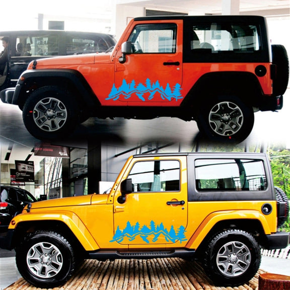 2 PCS/Set D-924 Mountain Woods Pattern Car Modified Decorative Sticker(Blue)