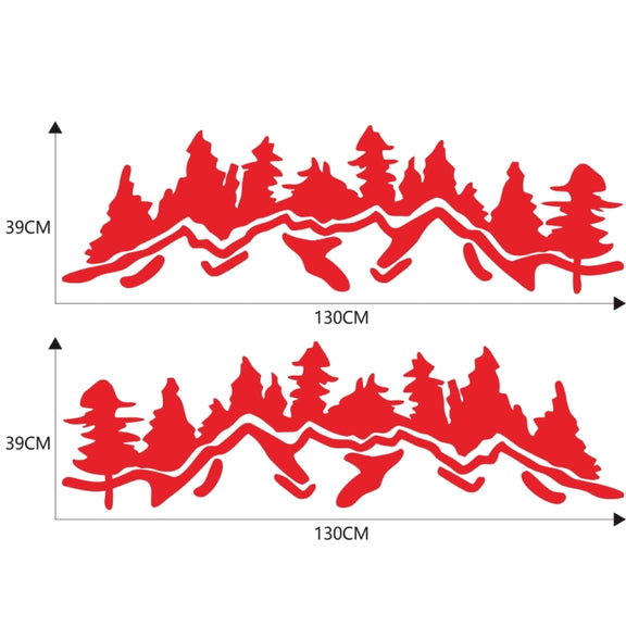 2 PCS/Set D-924 Mountain Woods Pattern Car Modified Decorative Sticker(Red)